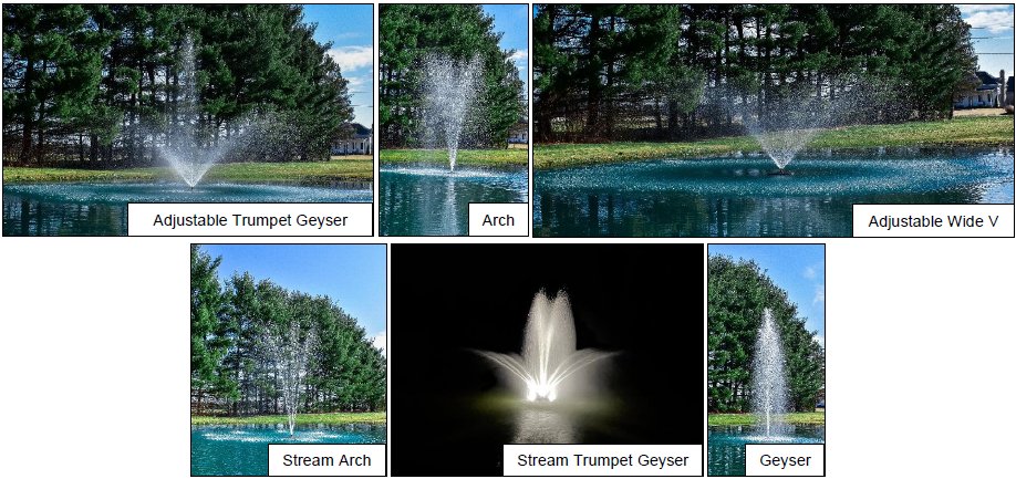 medium size pond fountain display nozzles